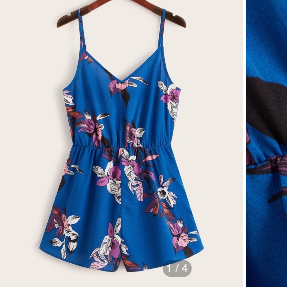 NWOT Shein blue floral romper
